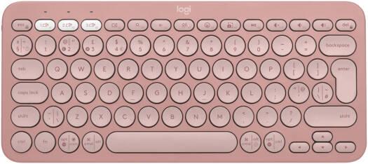 Logitech Pebble Keys 2 K380s Keyboard, Bluetooth 5.1 Connectivity, Up to 3 Multi-Device Pairing, Customizable Fn Shortcut Keys, 2x AAA Battery, English Layout, On / Off Button, Rose - eBuy UAE